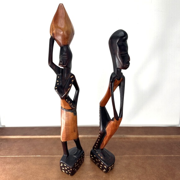 Handmade | Art | Vintage Handmade African Tribal Wood Carved Figures ...